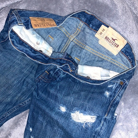 Men’s Hollister Destroyed Denim Factory Distressed & Ripped Knee Jeans Sz 32/32 - Picture 4 of 12